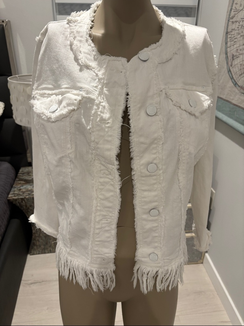 Love Moschino White Frayed Hem Jacket - Women